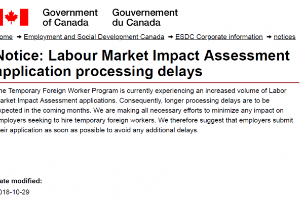 Processing Delays for Labour Market Impact Assessment Applications